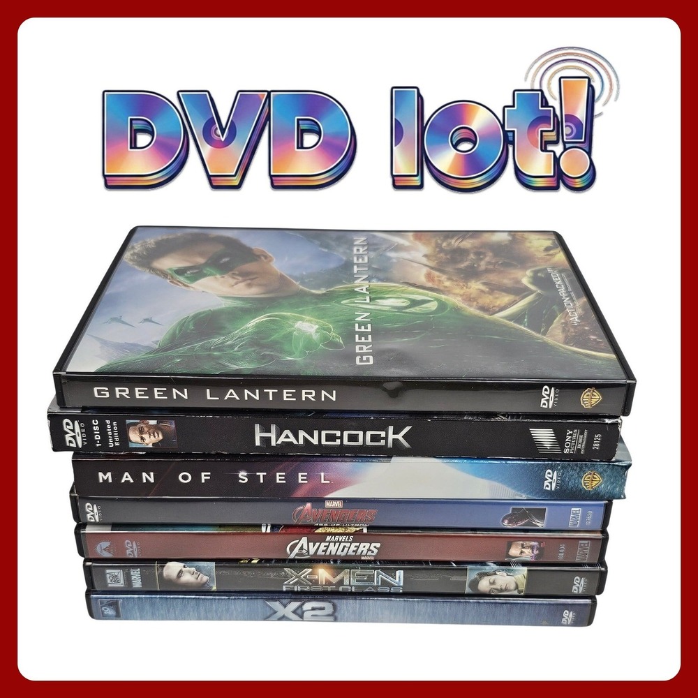 Marvel DC Superhero DVD Lot Avengers X-Men Man of‎ Steel Hancock 7 Movie Bundle